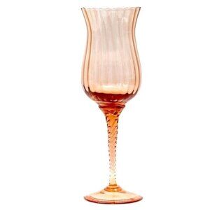 Hand Blown Pink Optic Swirl Glass Twist Stem Vase Candle Holder Tall 12.5" MCM